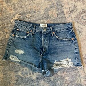 Agolde Blue Distressed Jean Shorts
